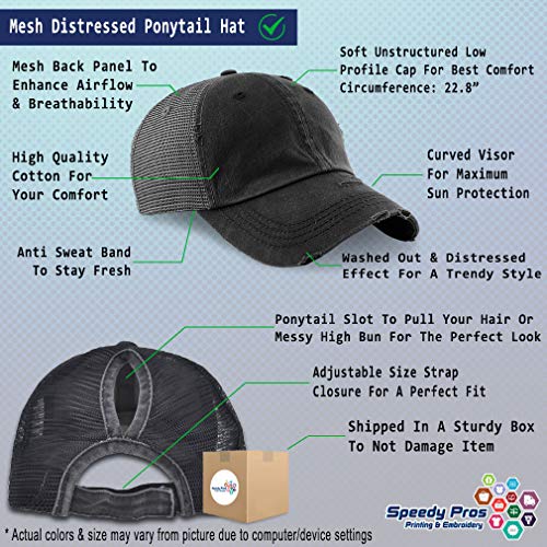 Custom Womens Ponytail Cap Chaos Coordinator Grey Embroidery Cotton