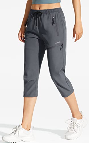 MOCOLY Women s Cargo Hiking Pants Elastic Waist Quick Dry Lightweight Outdoor Water Resistant UPF 50+ Long Pants Zipper