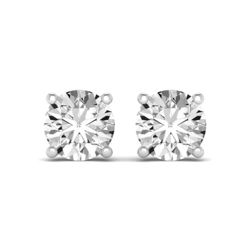 1/2 Carat - 5 Carat Lab Grown Diamond | 14K White Gold Four prong Lab-Grown Diamond Solitaire Stud Earrings | screw back | D-E color and VS1 clarity | ARAIYA FINE JEWELRY
